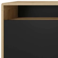 Garnero Arredamenti Credenze Moderne|Madie Moderne-Credenza 238x75h cm 4 ante 4 vani a giorno moderna nero opaco rovere Esmond