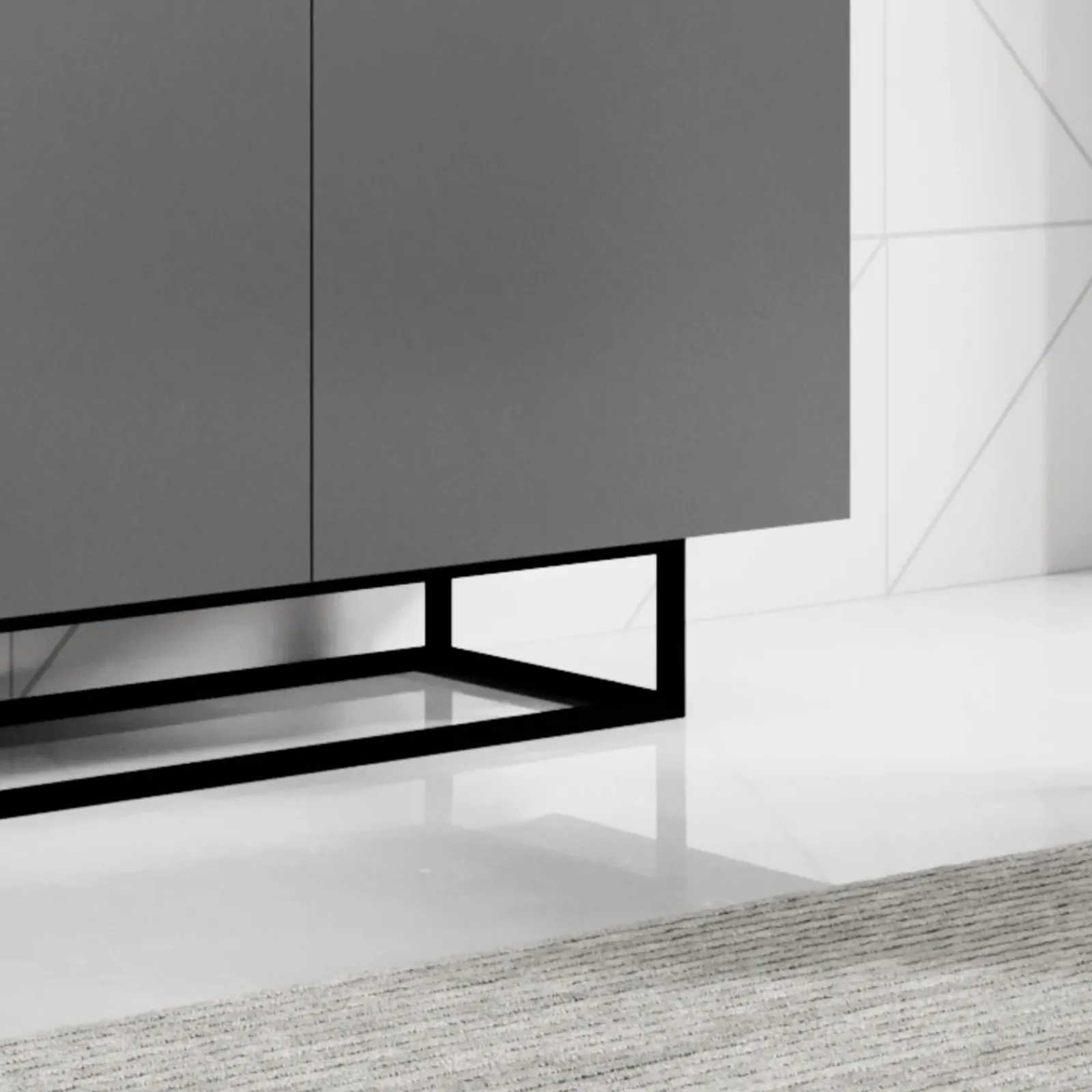 Garnero Arredamenti Credenze Moderne|Madie Moderne-Credenza 180x80h cm 3 ante 2 vani moderna nero Erice Gihome® Antracite