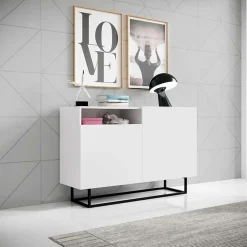 Garnero Arredamenti Credenze Moderne|Madie Moderne-Credenza 120x80h cm 2 ante 1 vano moderna bianco nero Erice Gihome®