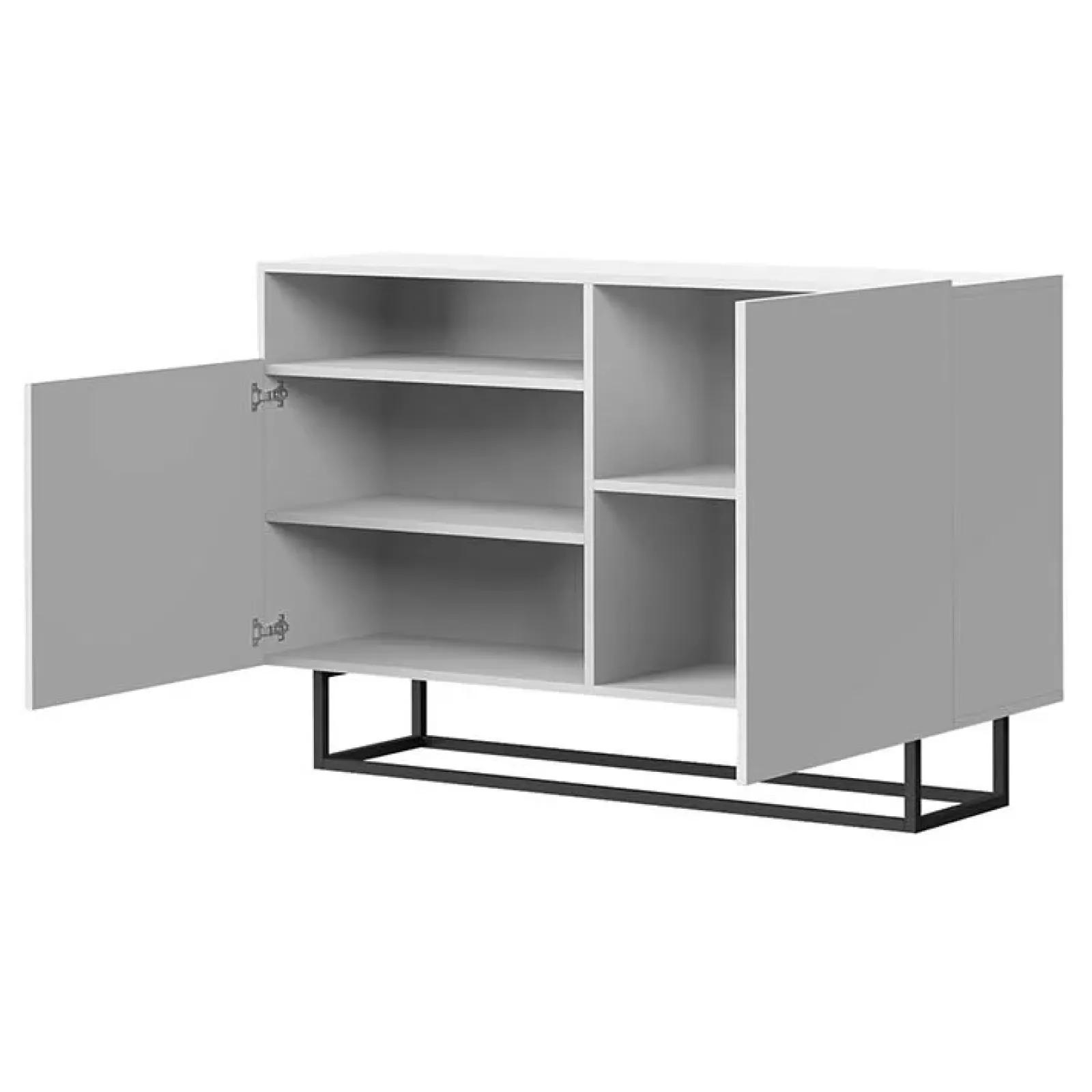 Garnero Arredamenti Credenze Moderne|Madie Moderne-Credenza 120x80h cm 2 ante 1 vano moderna bianco nero Erice Gihome®