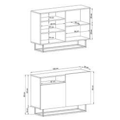 Garnero Arredamenti Credenze Moderne|Madie Moderne-Credenza 120x80h cm 2 ante 1 vano moderna bianco nero Erice Gihome®