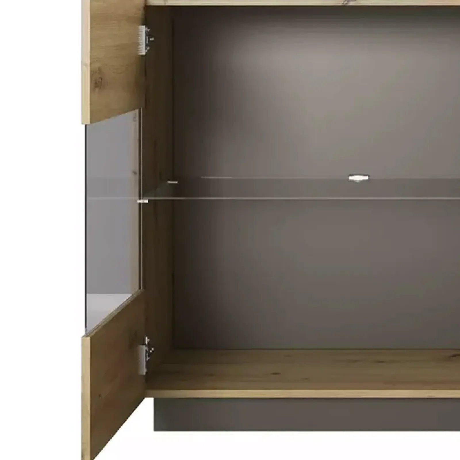 Garnero Arredamenti Credenze Moderne|Madie Moderne-Credenza 138x91h cm 3 ante con vetrina moderna rovere antracite Noa Gihome® Rovere - Antracite