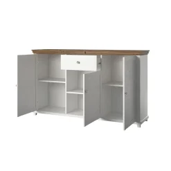 Garnero Arredamenti Credenze Moderne|Madie Moderne-Credenza 160x93h cm 3 ante moderna rovere Texel Bianco Frassinato