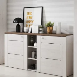 Garnero Arredamenti Credenze Moderne|Madie Moderne-Credenza 155x85h cm 2 ante moderna  pino bianco rovere Paloma 2