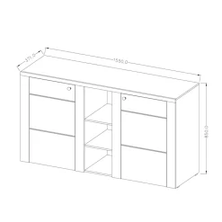 Garnero Arredamenti Credenze Moderne|Madie Moderne-Credenza 155x85h cm 2 ante moderna  pino bianco rovere Paloma 2
