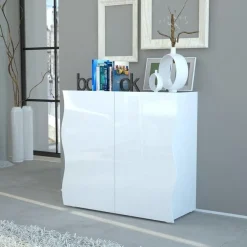 Garnero Arredamenti Credenze Moderne|Madie Moderne-Credenza 90x81h cm 2 ante moderna bianco lucido Sea Gihome®