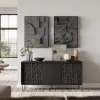 Garnero Arredamenti Credenze Moderne-Credenza 155x73h cm 3 ante moderna soggiorno nero oro Osaka