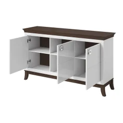 Garnero Arredamenti Credenze Moderne-Credenza 160x92h cm 3 ante moderna bianco lucido rovere scuro Umag Bianco Lucido - Wengè