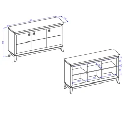 Garnero Arredamenti Credenze Moderne-Credenza 160x92h cm 3 ante moderna bianco lucido rovere scuro Umag Bianco Lucido - Wengè