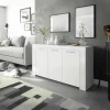 Garnero Arredamenti Credenze Moderne|Madie Moderne-Credenza 144x80h cm 3 ante moderna soggiorno bianco opaco Creta