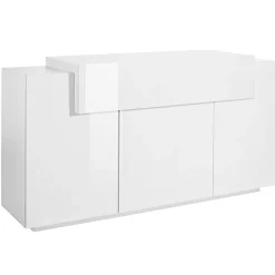 Garnero Arredamenti Credenze Moderne|Madie Moderne-Credenza 160x86h cm 3 ante moderna Milos Gihome® Bianco Lucido