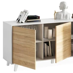 Garnero Arredamenti Credenze Moderne|Madie Moderne-Credenza 154x75h cm 3 ante moderna bianco lucido rovere Erica Gihome®