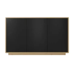 Garnero Arredamenti Credenze Moderne|Madie Moderne-Credenza 160x75h cm 3 ante moderna nero opaco rovere Esmond