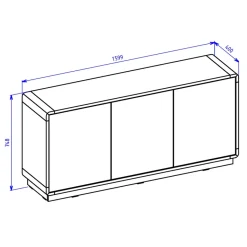 Garnero Arredamenti Credenze Moderne|Madie Moderne-Credenza 160x75h cm 3 ante moderna nero opaco rovere Esmond