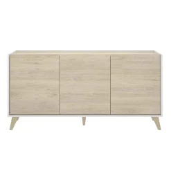 Garnero Arredamenti Credenze Moderne|Madie Moderne-Credenza 155x75h cm 3 ante moderna rovere bianco opaco Elmer Rovere - Bianco opaco