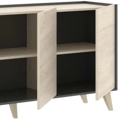 Garnero Arredamenti Credenze Moderne|Madie Moderne-Credenza 155x75h cm 3 ante moderna ante rovere grafite Elmer Rovere - Grafite