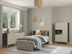 Garnero Arredamenti Credenze Moderne|Madie Moderne-Credenza 155x75h cm 3 ante moderna ante rovere grafite Elmer Rovere - Grafite