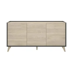 Garnero Arredamenti Credenze Moderne|Madie Moderne-Credenza 155x75h cm 3 ante moderna ante rovere grafite Elmer Rovere - Grafite