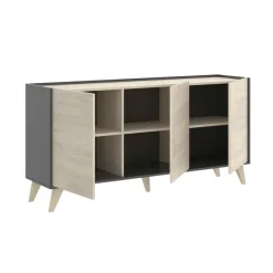 Garnero Arredamenti Credenze Moderne|Madie Moderne-Credenza 155x75h cm 3 ante moderna ante rovere grafite Elmer Rovere - Grafite