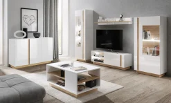 Garnero Arredamenti Credenze Moderne|Madie Moderne-Credenza 138x91h cm 3 ante moderna soggiorno bianco rovere Noa Gihome®