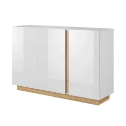 Garnero Arredamenti Credenze Moderne|Madie Moderne-Credenza 138x91h cm 3 ante moderna soggiorno bianco rovere Noa Gihome®
