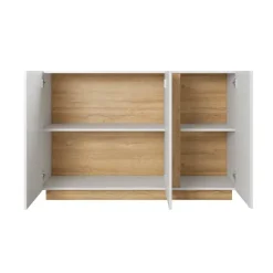 Garnero Arredamenti Credenze Moderne|Madie Moderne-Credenza 138x91h cm 3 ante moderna soggiorno bianco rovere Noa Gihome®