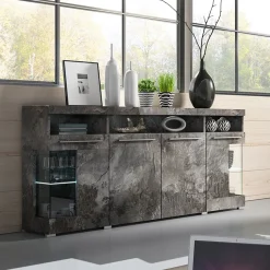 Garnero Arredamenti Madie Moderne|Madie Moderne-Credenza 182x92h cm 4 ante moderna ossido Frisk