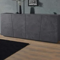 Garnero Arredamenti Credenze Moderne|Madie Moderne-Credenza 200x86h cm 4 ante moderna Candia Gihome® Ossido
