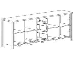 Garnero Arredamenti Credenze Moderne|Madie Moderne-Credenza 220x79h cm 4 ante moderna rovere scuro nero Nebraska Noce - Nero opaco