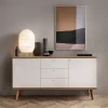 Garnero Arredamenti Credenze Moderne|Madie Moderne-Credenza 160x83h cm 2 ante moderna rovere bianco Menfi Gihome®