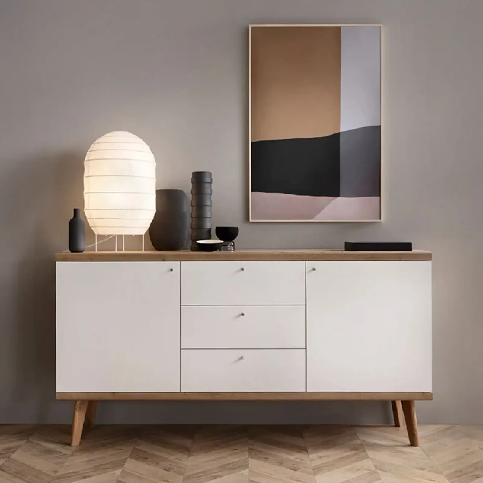 Garnero Arredamenti Credenze Moderne|Madie Moderne-Credenza 160x83h cm 2 ante moderna rovere bianco Menfi Gihome®