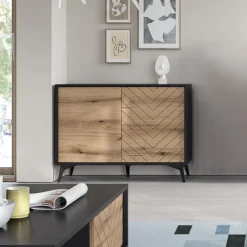 Garnero Arredamenti Credenze Moderne|Madie Moderne-Credenza 104x77h cm 2 ante moderna soggiorno quercia nero Becca