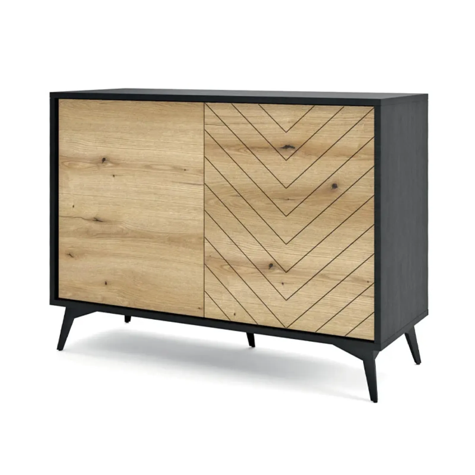 Garnero Arredamenti Credenze Moderne|Madie Moderne-Credenza 104x77h cm 2 ante moderna soggiorno quercia nero Becca