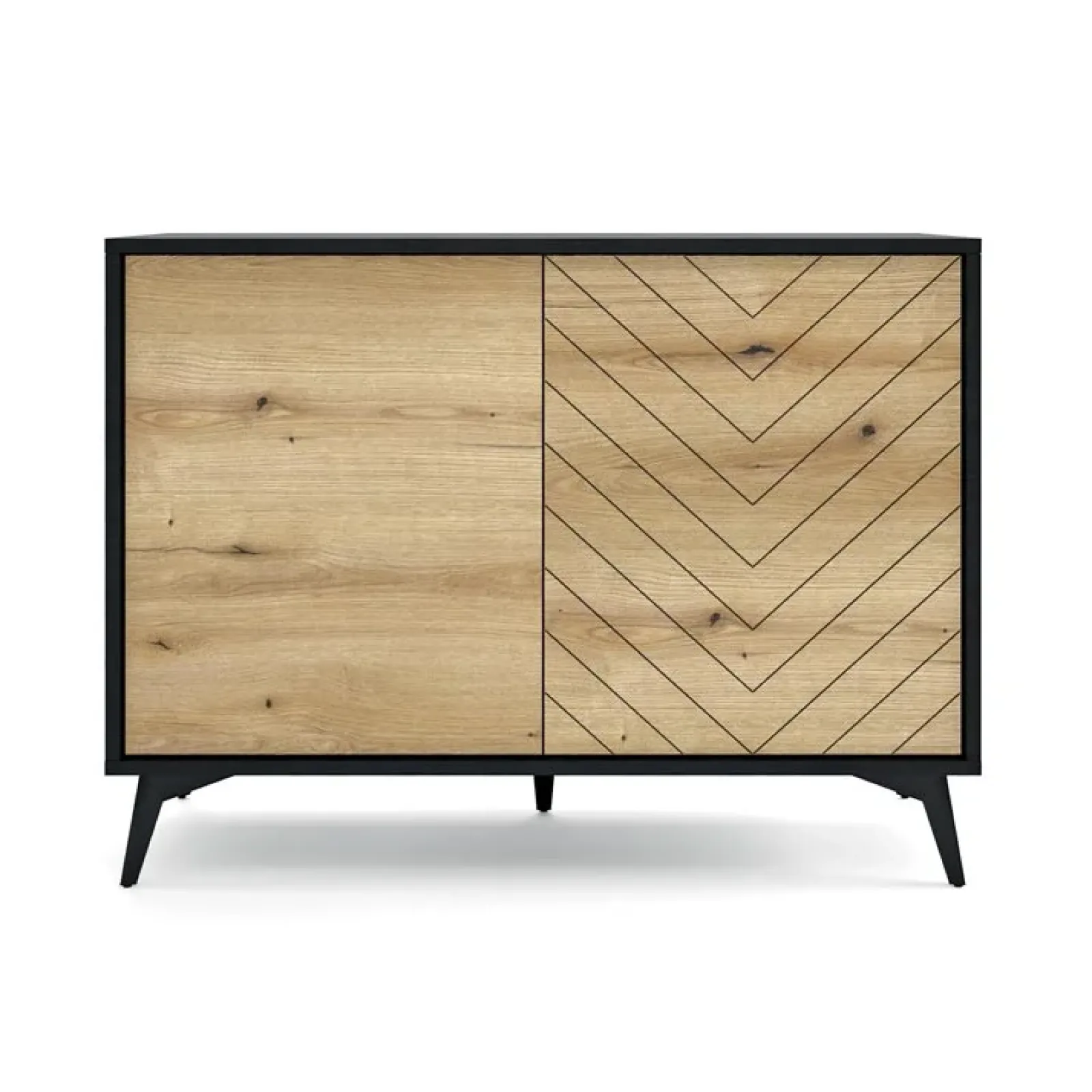 Garnero Arredamenti Credenze Moderne|Madie Moderne-Credenza 104x77h cm 2 ante moderna soggiorno quercia nero Becca