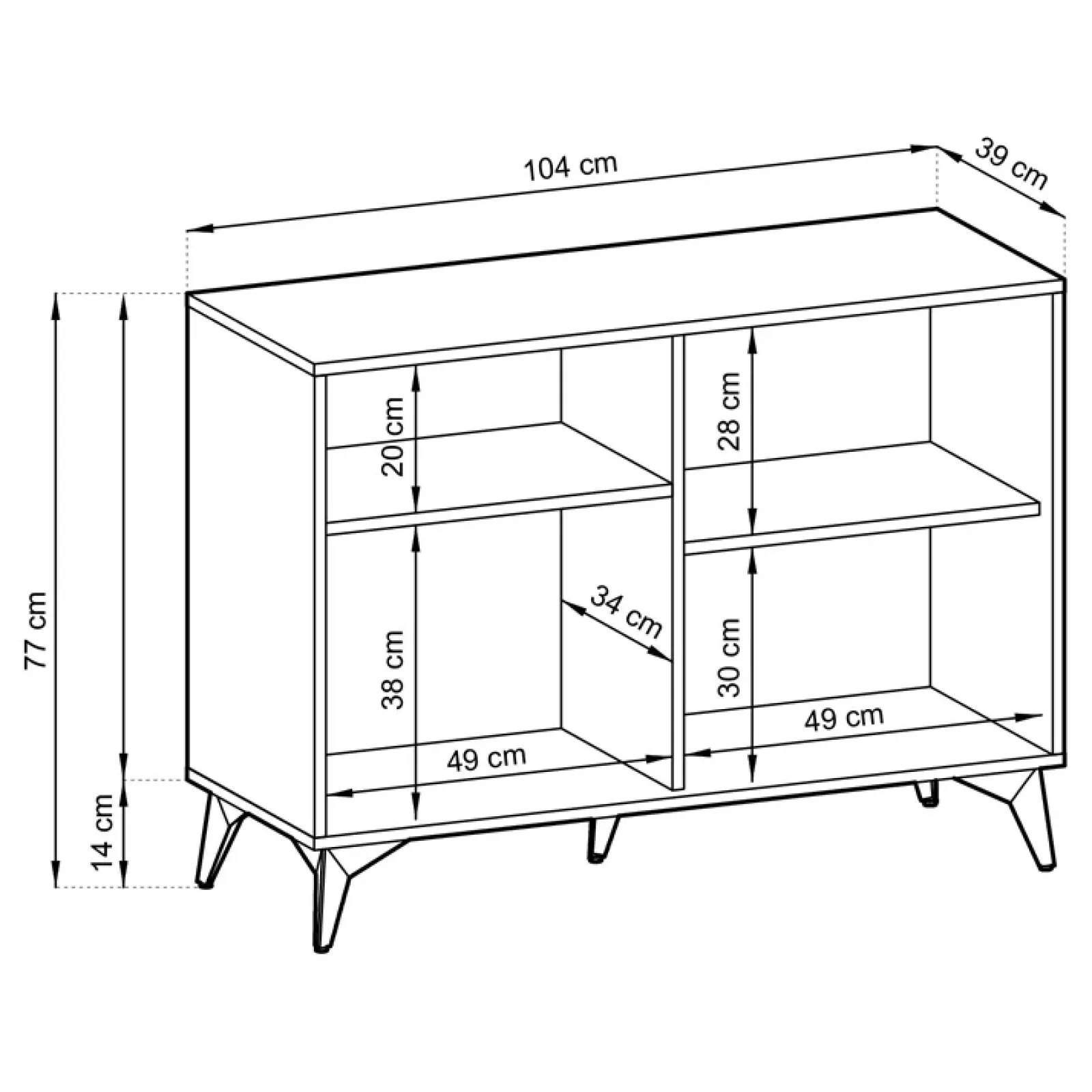 Garnero Arredamenti Credenze Moderne|Madie Moderne-Credenza 104x77h cm 2 ante moderna soggiorno quercia nero Becca