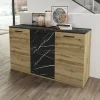 Garnero Arredamenti Credenze Moderne|Madie Moderne-Credenza 138x76h cm 3 ante moderna rovere grigio effetto marmo Rabat