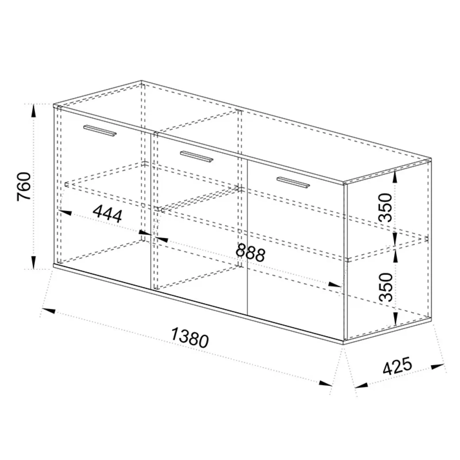 Garnero Arredamenti Credenze Moderne|Madie Moderne-Credenza 138x76h cm 3 ante moderna rovere grigio effetto marmo Rabat
