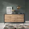 Garnero Arredamenti Credenze Moderne-Credenza 154x77h cm 3 ante moderna soggiorno quercia nero Becca