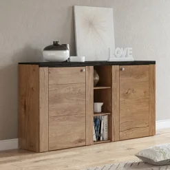 Garnero Arredamenti Credenze Moderne|Madie Moderne-Credenza 155x85h cm 2 ante moderna quercia rovere grigio Paloma 2