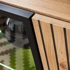 Garnero Arredamenti Credenze Moderne|Madie Moderne-Credenza 90x102h cm 2 ante moderna noce con stampa nera Mendes