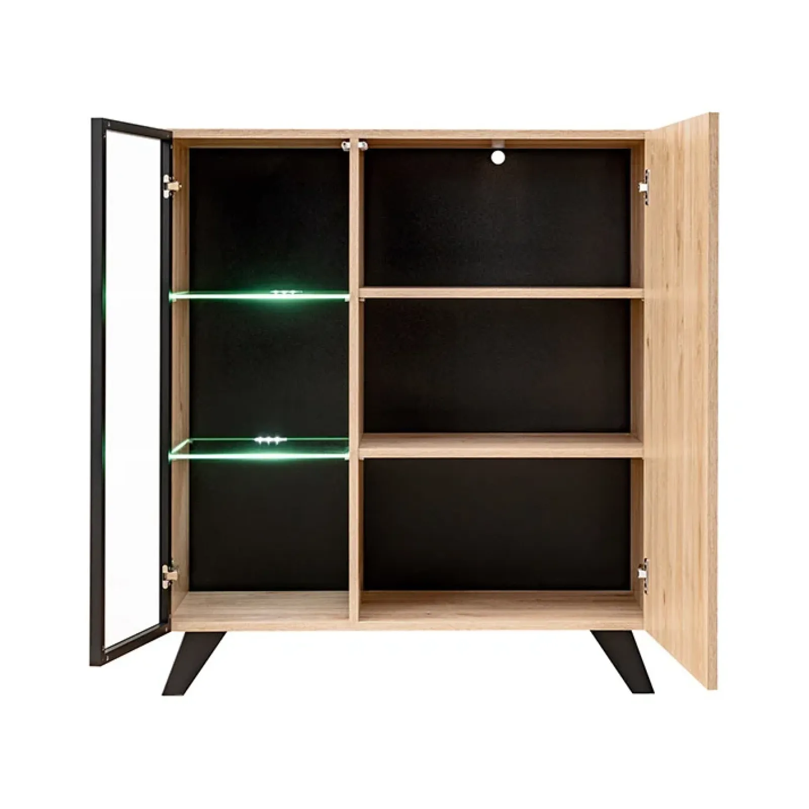 Garnero Arredamenti Credenze Moderne|Madie Moderne-Credenza 90x102h cm 2 ante moderna noce con stampa nera Mendes
