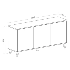 Garnero Arredamenti Credenze Moderne|Madie Moderne-Credenza 154x72h cm 3 ante moderna grafite bianco frassinato Divine Bianco Frassinato - Grafite