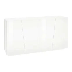 Garnero Arredamenti Credenze Moderne|Madie Moderne-Credenza 159x86h cm 4 ante moderna Candia Gihome® Bianco Lucido