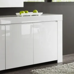 Garnero Arredamenti Credenze Moderne|Madie Moderne-Credenza 210x82h cm 4 ante moderna bianco lucido Essential