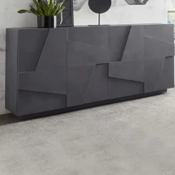 Garnero Arredamenti Credenze Moderne|Madie Moderne-Credenza 162x86h cm 4 ante moderna Zenzero Gihome® Ossido