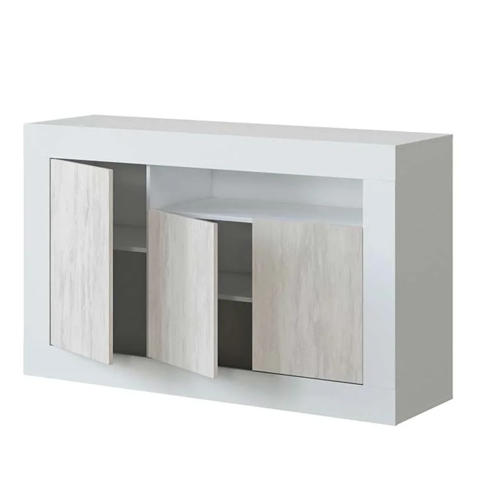 Garnero Arredamenti Credenze Moderne|Madie Moderne-Credenza 144x87h cm 3 ante moderna soggiorno bianco artico Atene