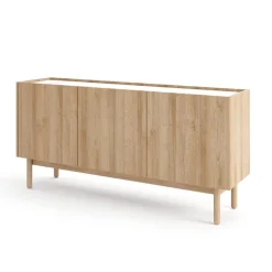 Garnero Arredamenti Credenze Moderne-Credenza 144x68h cm 3 ante moderna rovere chiaro bianco Tanzania