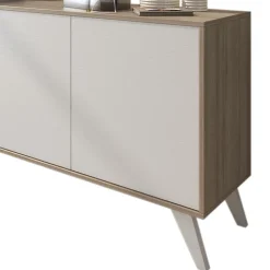 Garnero Arredamenti Credenze Moderne-Credenza 154x72h cm 3 ante soggiorno rovere bianco frassinato Divine Bianco Frassinato - Rovere