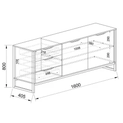 Garnero Arredamenti Credenze Moderne|Madie Moderne-Credenza 160x80h cm 3 cassetti 2 ante rovere sonoma grafite Pollino
