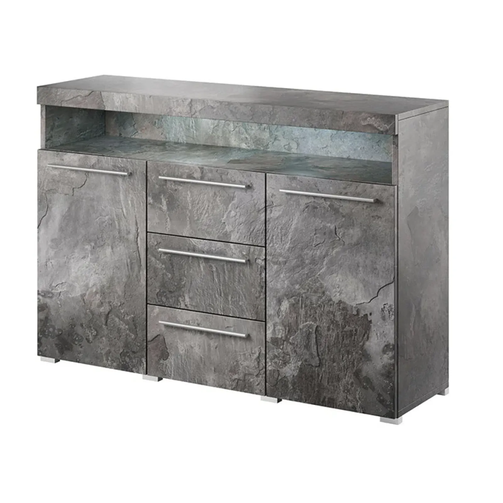 Garnero Arredamenti Credenze Moderne|Madie Moderne-Credenza 132x92h cm 3 cassetti 2 ante soggiorno Frisk Ossido